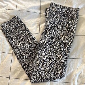J.Crew Black and White Leaf Print Pants